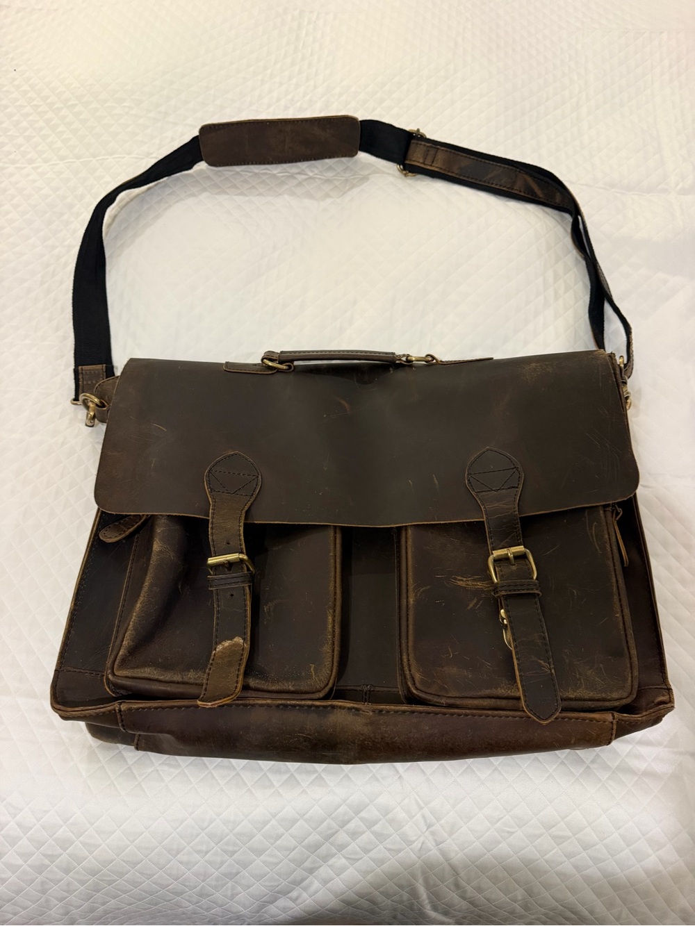 Classic Brown Leather Messenger Bag for Men